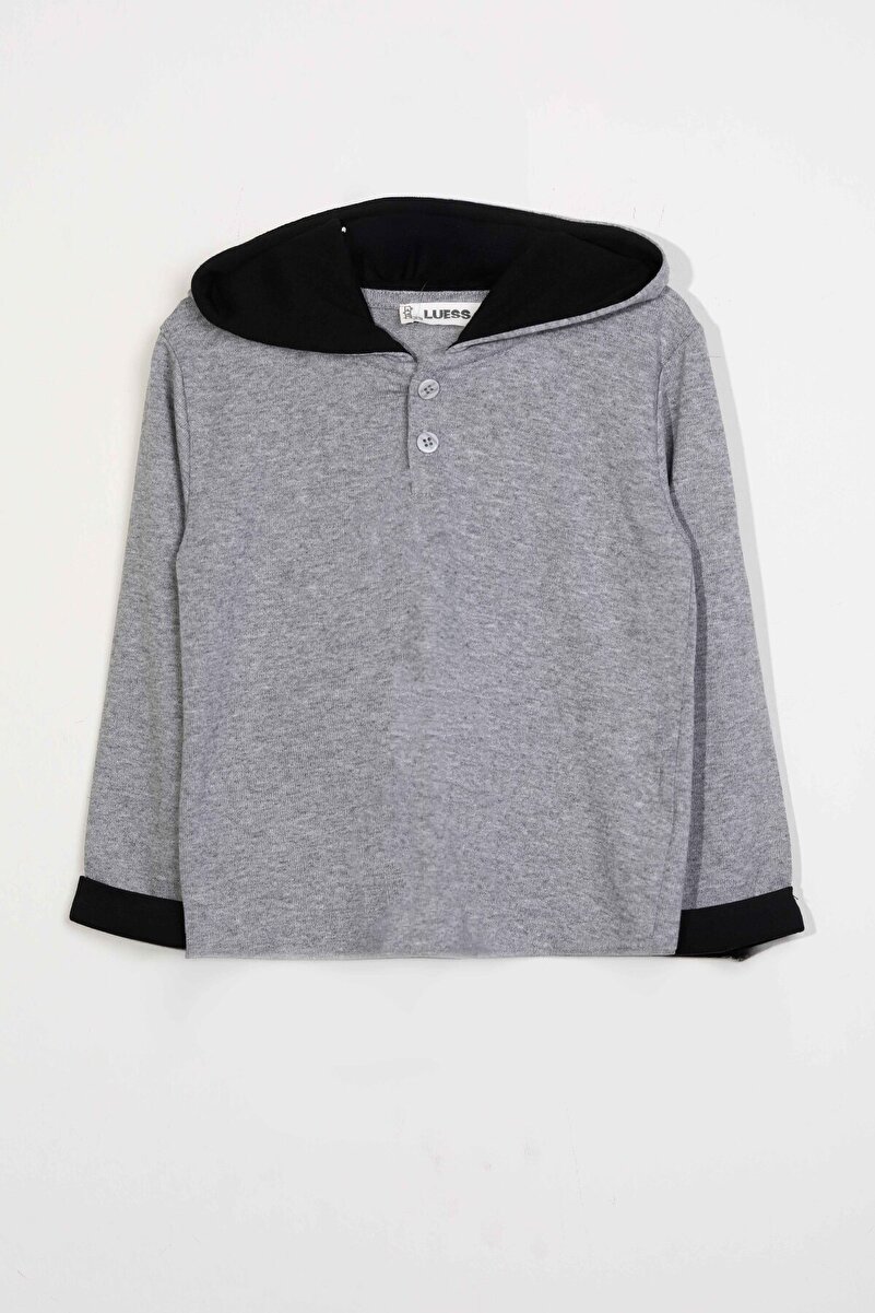 1_org_zoom-1744.jpg LUESS Boys' Hooded Button Detail Seasonal Outfit Set - Gray