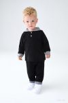 LUESS Boys' Hooded Button Detail Seasonal Set - Black
