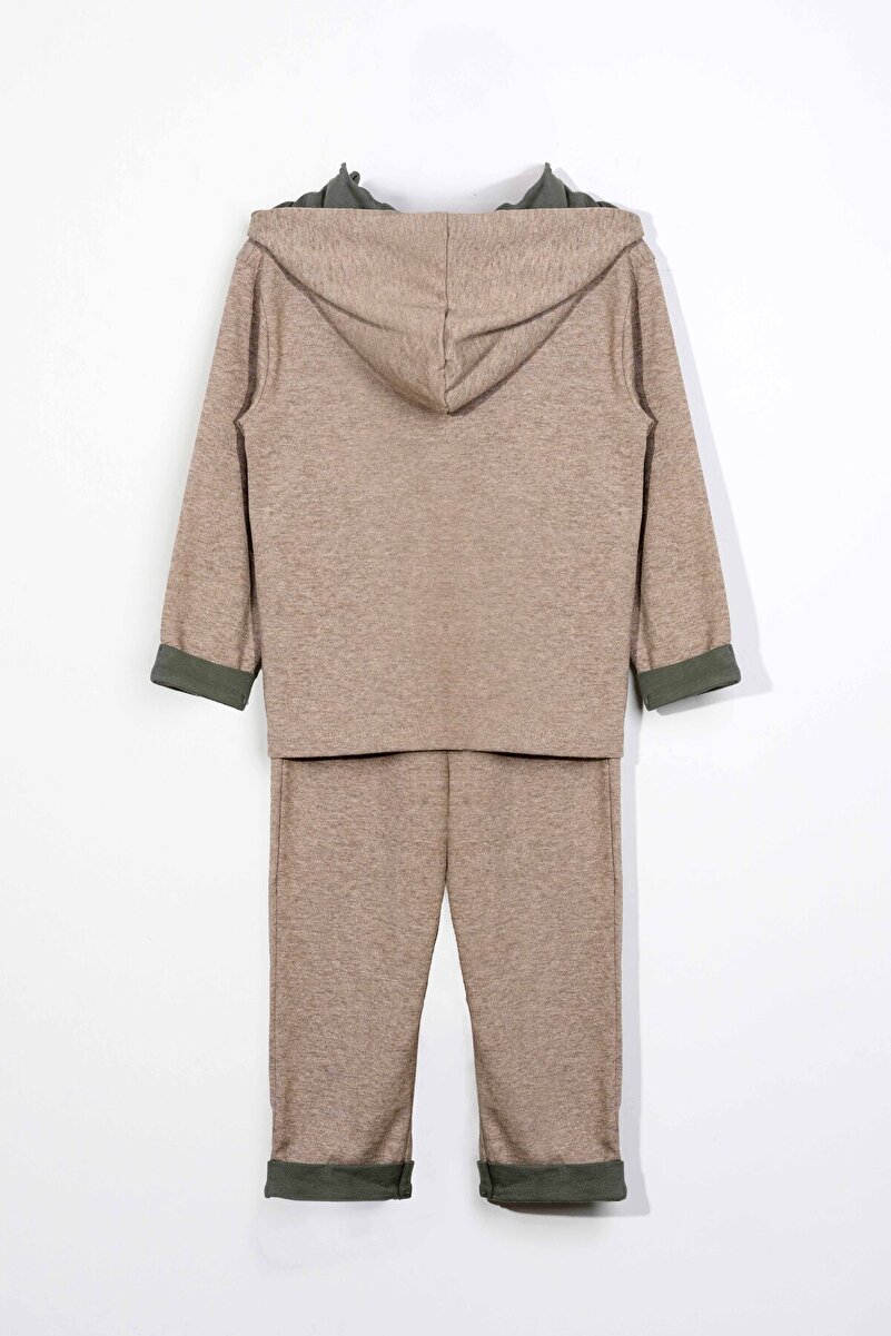 1_org_zoom-1756.jpg LUESS Boys' Hooded Button Detail Seasonal Outfit - Beige