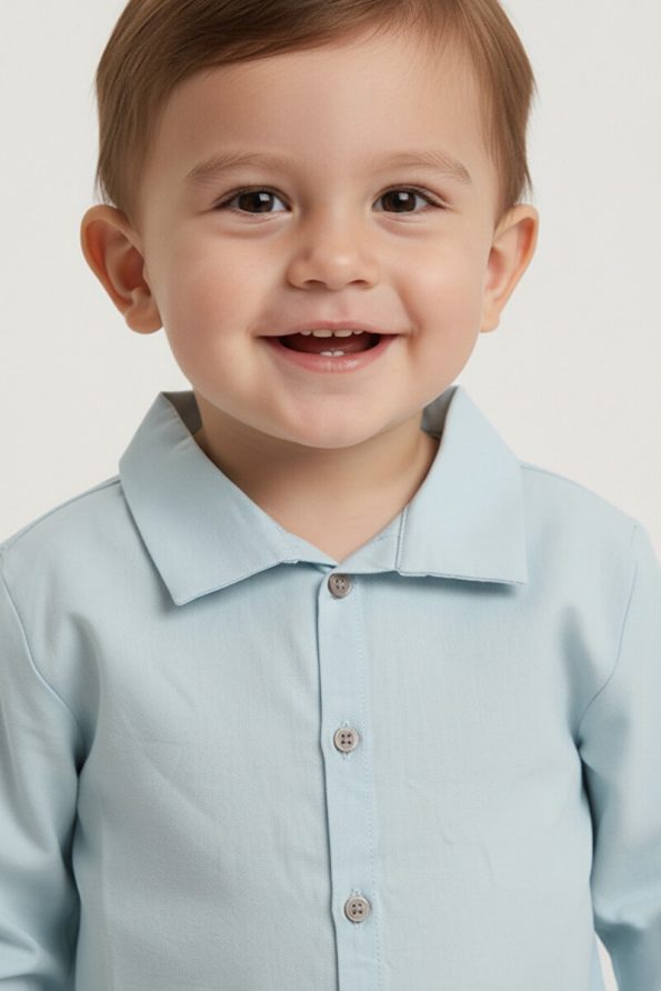 LUESS Boys' Long Sleeve Blue Shirt