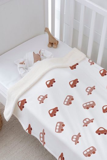 Tuğba Swan Plush Reversible Blanket - Vintage Car