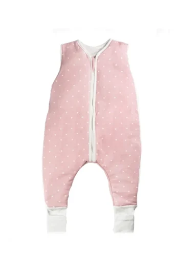 Alpar Textile Girls' Winter Sleeveless Zip-Up Sleeping Bag with Footies in Pink Polka Dot