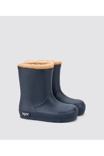 IGOR Yogi Fleece-Lined Unisex Kids Rain Boots Navy