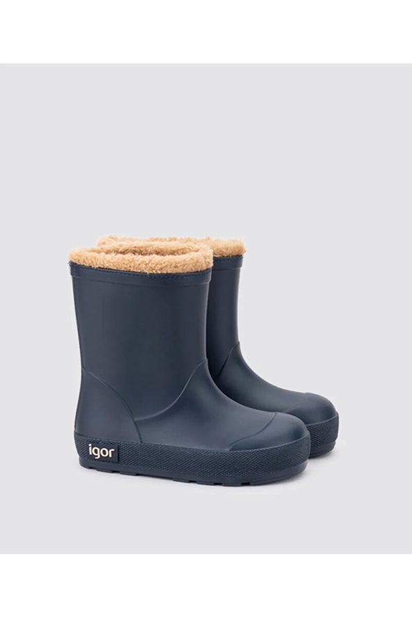 IGOR Yogi Fleece-Lined Unisex Kids Rain Boots Navy