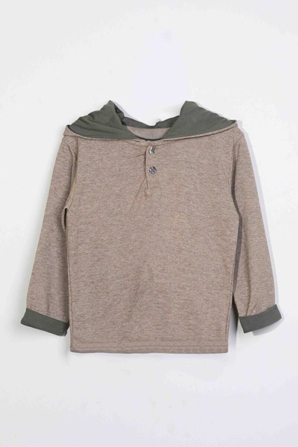 LUESS Boys' Hooded Button-Detail Seasonal Outfit - Beige (3-4 Years, 8-9 Years)