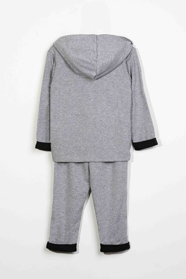 LUESS Boys' Hooded Button Detail Seasonal Set - Gray