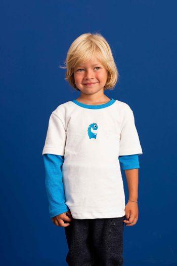 LUESS Boys' Dinosaur Embroidered 100% Cotton Sweatshirt