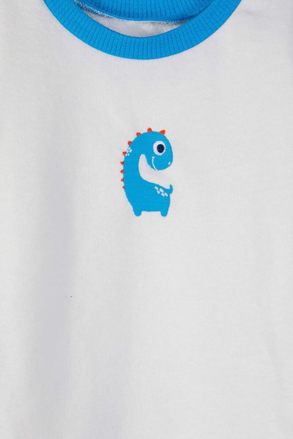 LUESS Boys' Dinosaur Embroidered 100% Cotton Sweatshirt