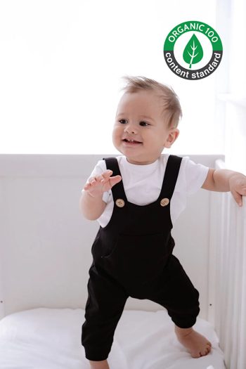 Lilabio 100% Cotton Black Dungarees