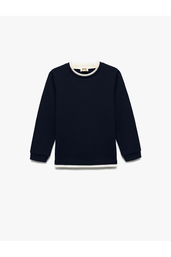 Brushed Cotton Striped Long Sleeve Basic School Sweatshirt