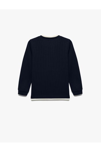 Brushed Cotton Striped Long Sleeve Basic School Sweatshirt