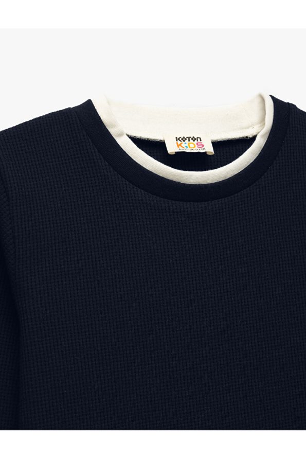 Brushed Cotton Striped Long Sleeve Basic School Sweatshirt