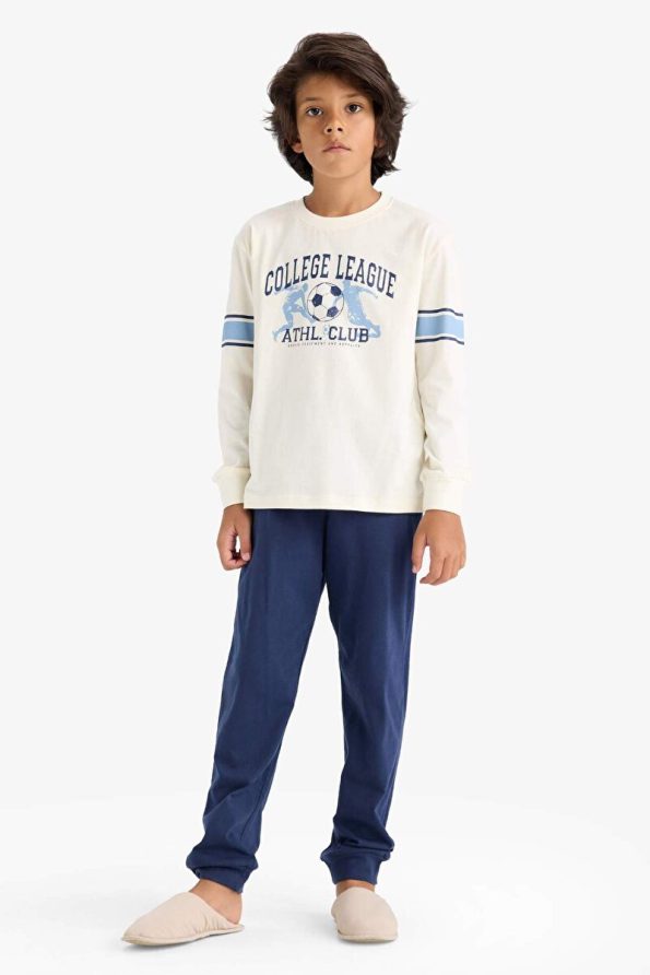 Defacto Boys' Printed Long Sleeve Pajama Set