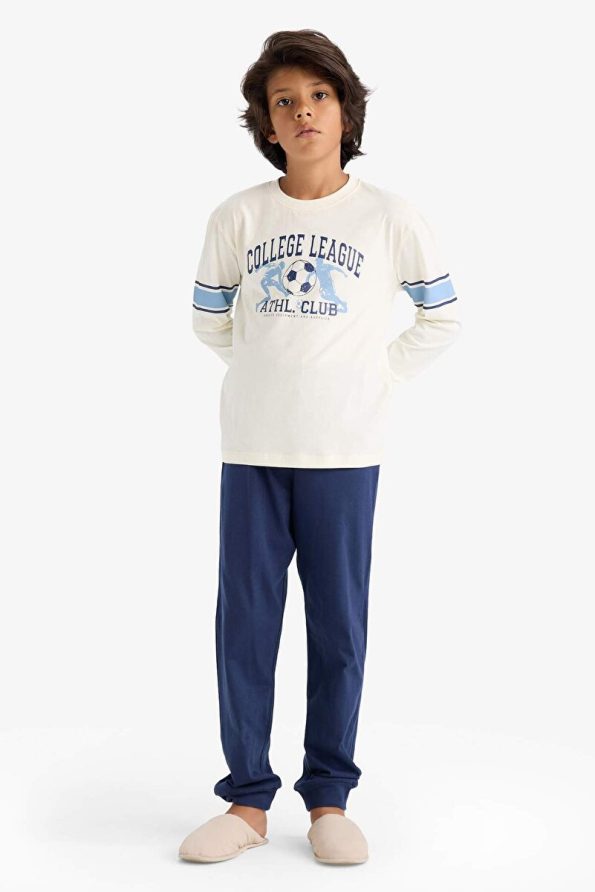 Defacto Boys' Printed Long Sleeve Pajama Set