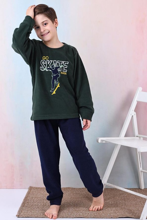 Happy City New Season Boys' Skate Pattern Fleece Pajama Set