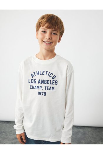 Cotton Long Sleeve Crew Neck Printed T-Shirt