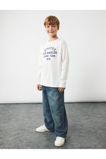Cotton Long Sleeve Crew Neck Printed T-Shirt