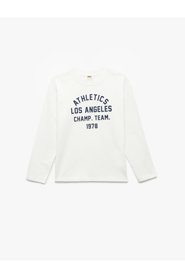 Cotton Long Sleeve Crew Neck Printed T-Shirt