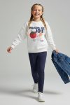 Trendyolmilla Kids Cream Slogan Printed Crew Neck Regular Girls' Knit Set
