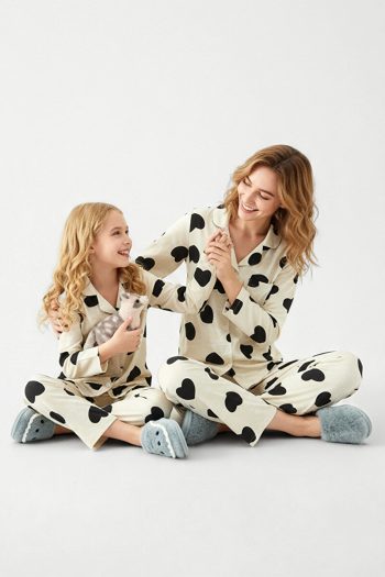 Trendyolmilla Kids Heart Pattern Mini Me Mother Daughter Pajama Set