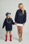 Trendyolmilla Kids Navy Blue 100% Cotton Slogan Printed Polo Neck Oversized Knit Sweatshirt
