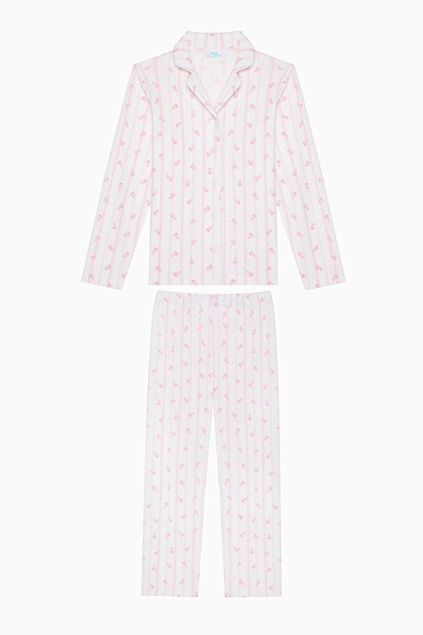 Penti Girls' Roses Shirt Off-White Pajama Set