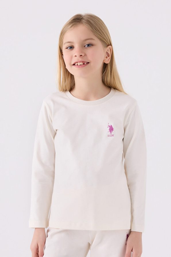 U.S. Polo Assn. Girls' White Long Sleeve Pajama Set