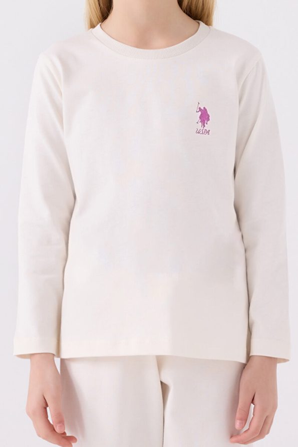U.S. Polo Assn. Girls' White Long Sleeve Pajama Set