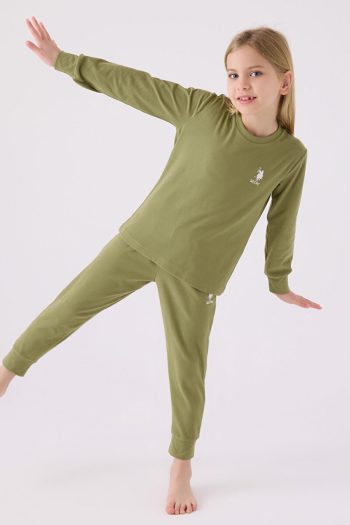 U.S. Polo Assn. Girls' Green Long Sleeve Pajama Set