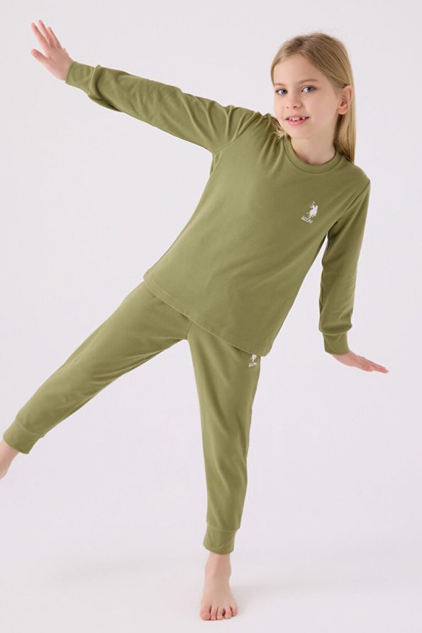 U.S. Polo Assn. Girls' Green Long Sleeve Pajama Set