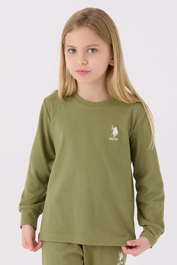U.S. Polo Assn. Girls' Green Long Sleeve Pajama Set