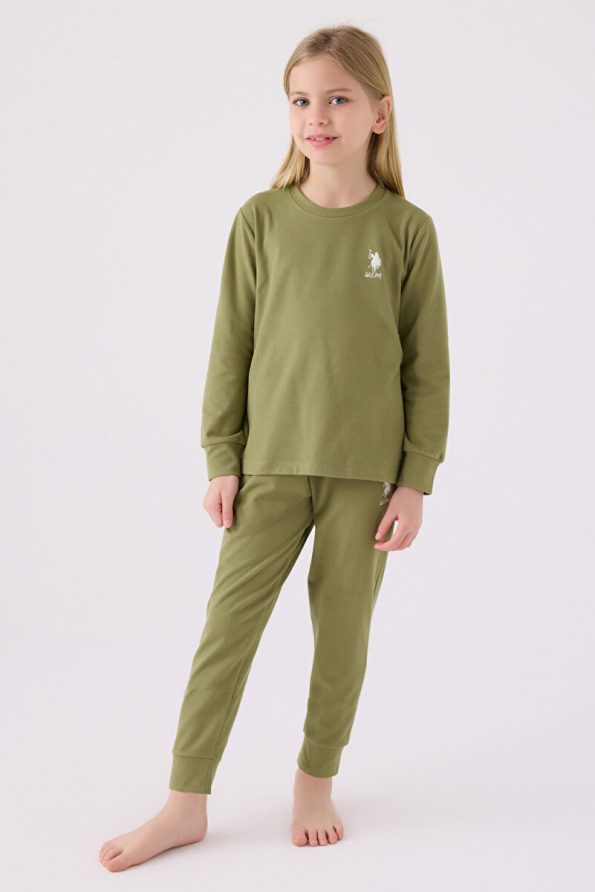U.S. Polo Assn. Girls' Green Long Sleeve Pajama Set