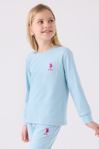 U.S. Polo Assn. Girls' Blue Long Sleeve Pajama Set