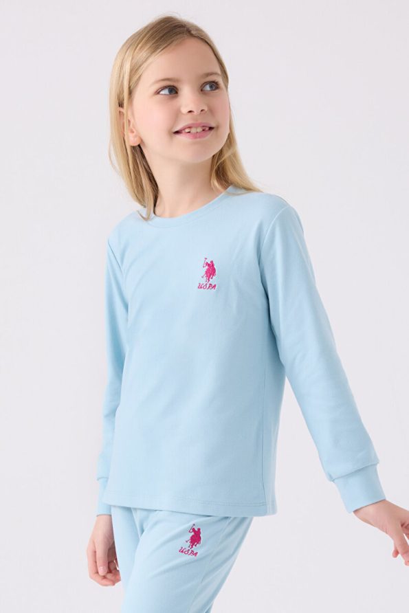 U.S. Polo Assn. Girls' Blue Long Sleeve Pajama Set
