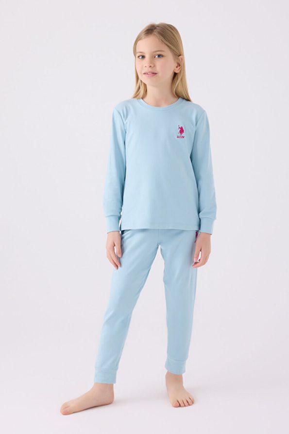 U.S. Polo Assn. Girls' Blue Long Sleeve Pajama Set