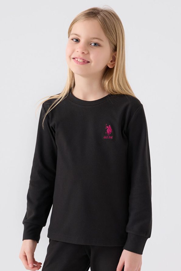 U.S. Polo Assn. Girls' Black Long Sleeve Pajama Set