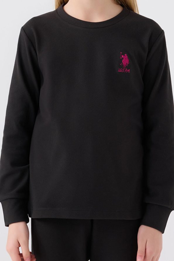 U.S. Polo Assn. Girls' Black Long Sleeve Pajama Set
