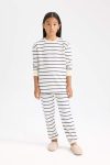 Defacto Girls' Striped Long Sleeve Pajama Set