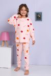 MADALINA Girls' 100% Cotton Strawberry Print Pajama Set