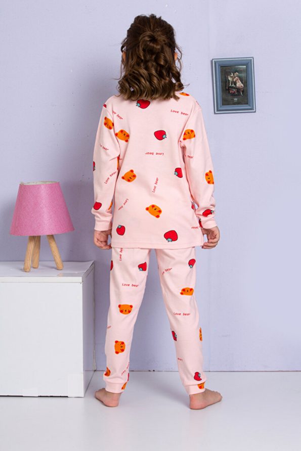 MADALINA Girls' 100% Cotton Strawberry Print Pajama Set
