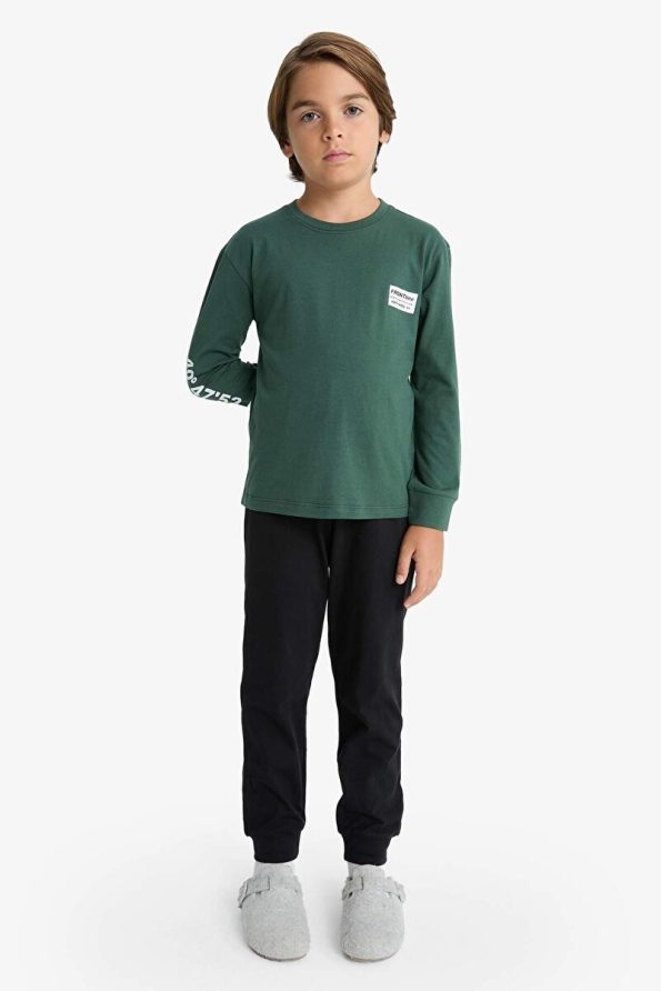 Defacto Boys' Printed Long Sleeve Pajama Set