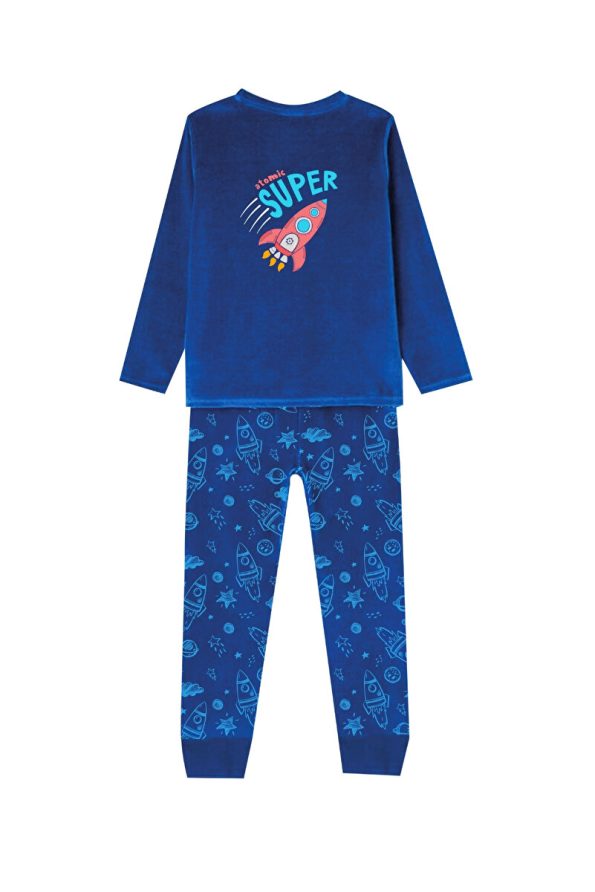 DOFI Boys' Blue Space Pattern Super Soft Pajama Set