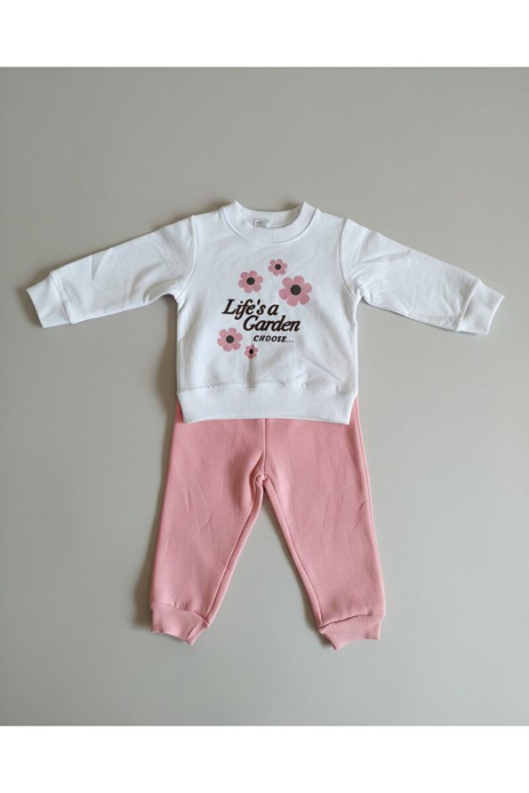 Mini Twins Cat Embroidered Plush Cardigan, Printed Sweatshirt, and Sweatpants 3-Piece Girls' Set