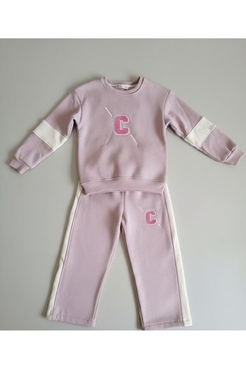 CMK Premium Pink Girls' Tracksuit with C Letter Embroidery