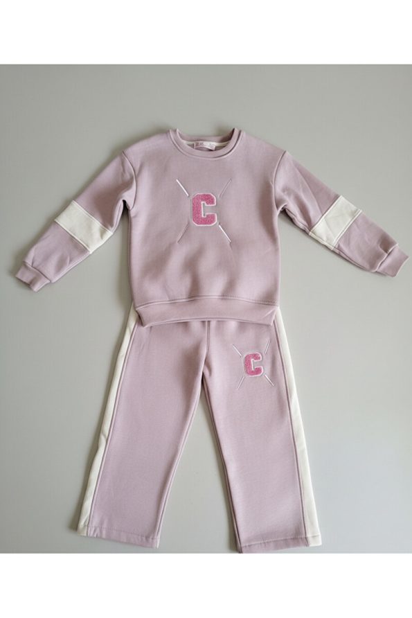 CMK Premium Pink Girls' Tracksuit with C Letter Embroidery