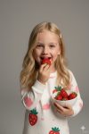 MADALINA Girls' Strawberry Print 100% Cotton Pajama Set