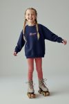 Trendyolmilla Kids Navy Cotton Printed Oversized Knit Girls' Leggings-Sweatshirt Set