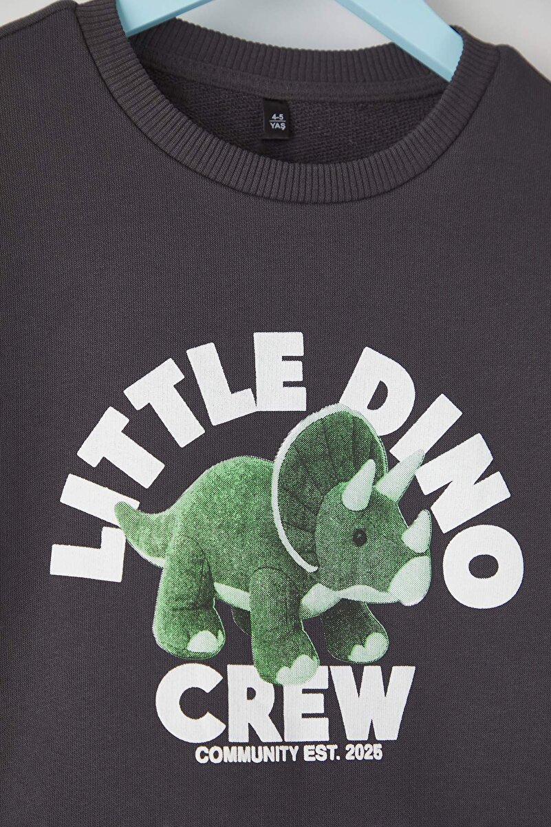 1_org_zoom-531.jpg Trendyolmilla Kids Anthracite Cotton Printed Oversize Knit Sweatshirt