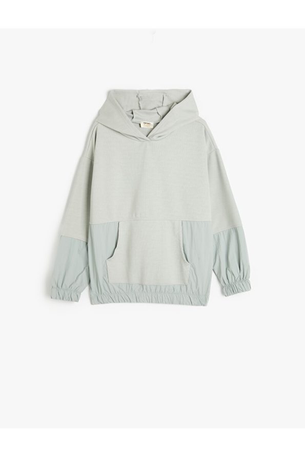 Koton Oversized Hoodie with Kangaroo Pocket and Parachute Fabric Details