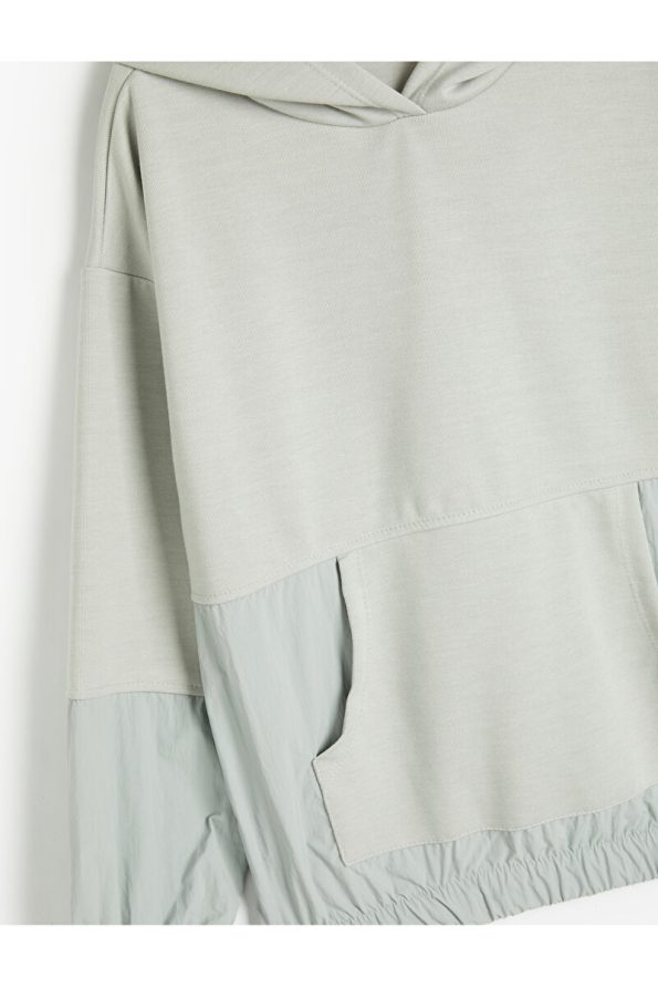 Koton Oversized Hoodie with Kangaroo Pocket and Parachute Fabric Details